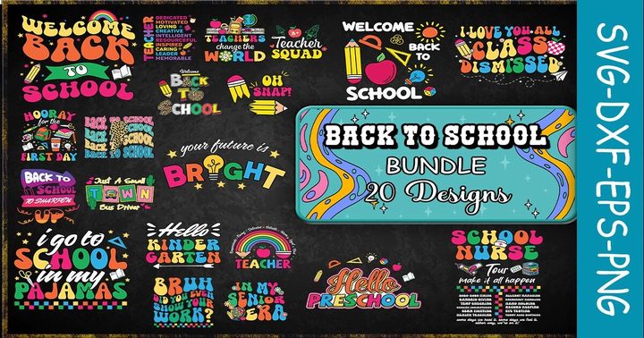Back to School SVG Bundle – 20 Designs