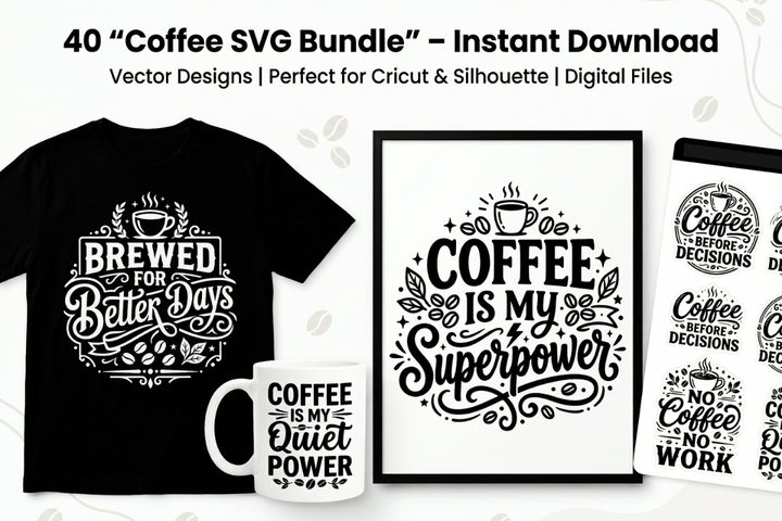 Coffee SVG Bundle 40 Designs