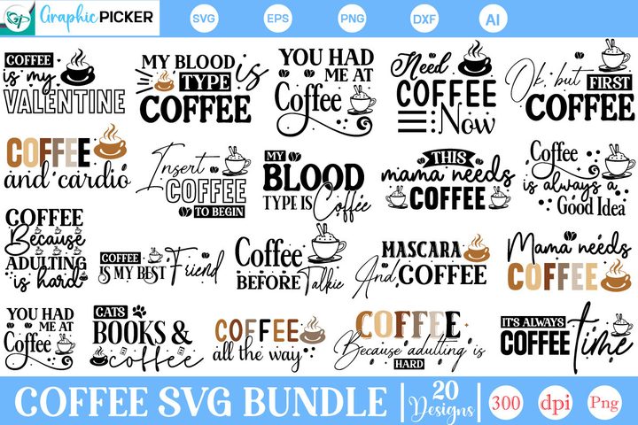 Coffee SVG Quotes Bundle Graphic by GraphicPicker · Creative Fabrica