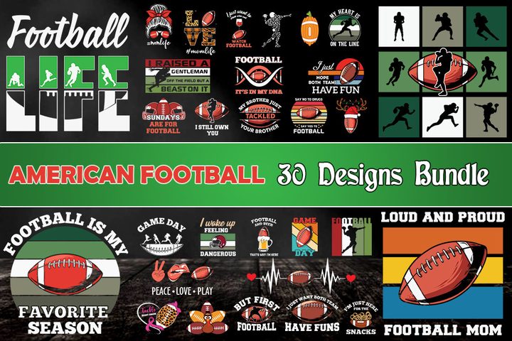 Football SVG Bundle 30 Designs
