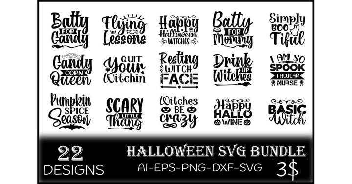 Funny Halloween SVG Bundle – 22 Designs