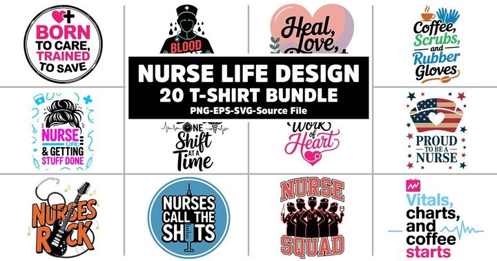 Nurse Life T-Shirt Clipart Design Bundle