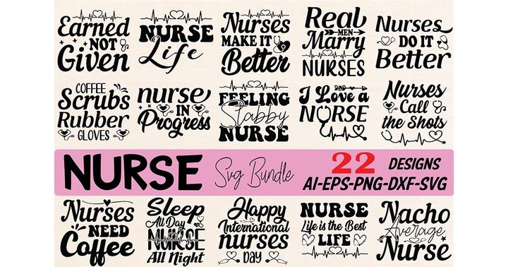 Nurse SVG Bundle – 22 Designs