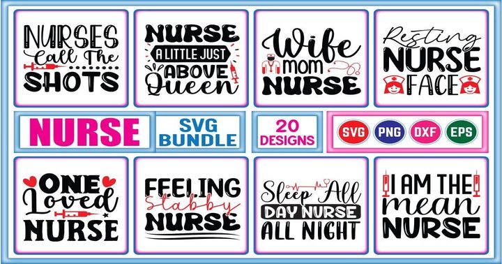 Funny Nurse SVG Bundle – 20 Designs