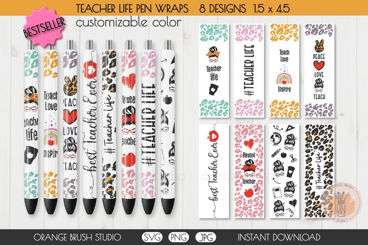 Pen Wrap Teacher SVG Bundle Waterslides Graphic by Orange Brush Studio · Creative Fabrica