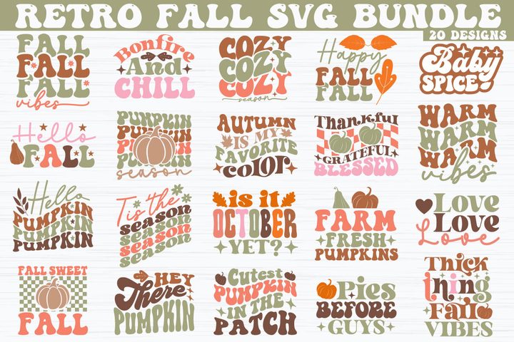 Retro Fall SVG Bundle 50