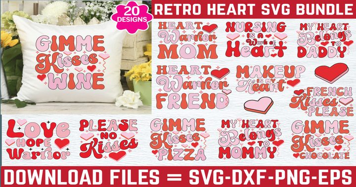 Retro Heart SVG Bundle