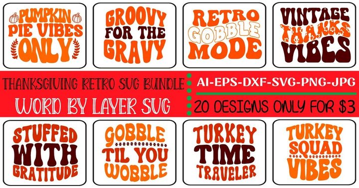 Thanksgiving Retro SVG Bundle Bundle · Creative Fabrica