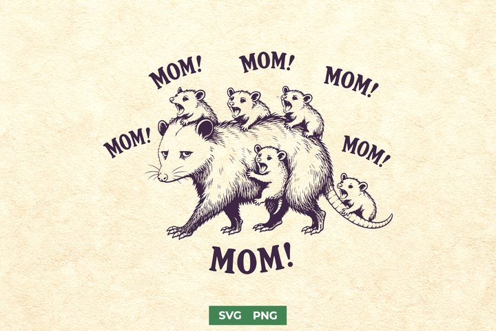 Tired Opossum Mom SVG PNG Funny Design Graphic by juiceboxy · Creative Fabrica