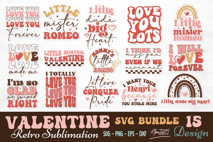 Valentine Retro SVG Bundle Graphic by Hkartist12 · Creative Fabrica
