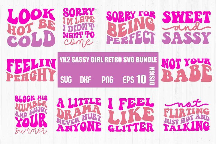 Yk2 Sassy Girl Retro SVG Bundle Graphic by nazrulislam405510 · Creative Fabrica